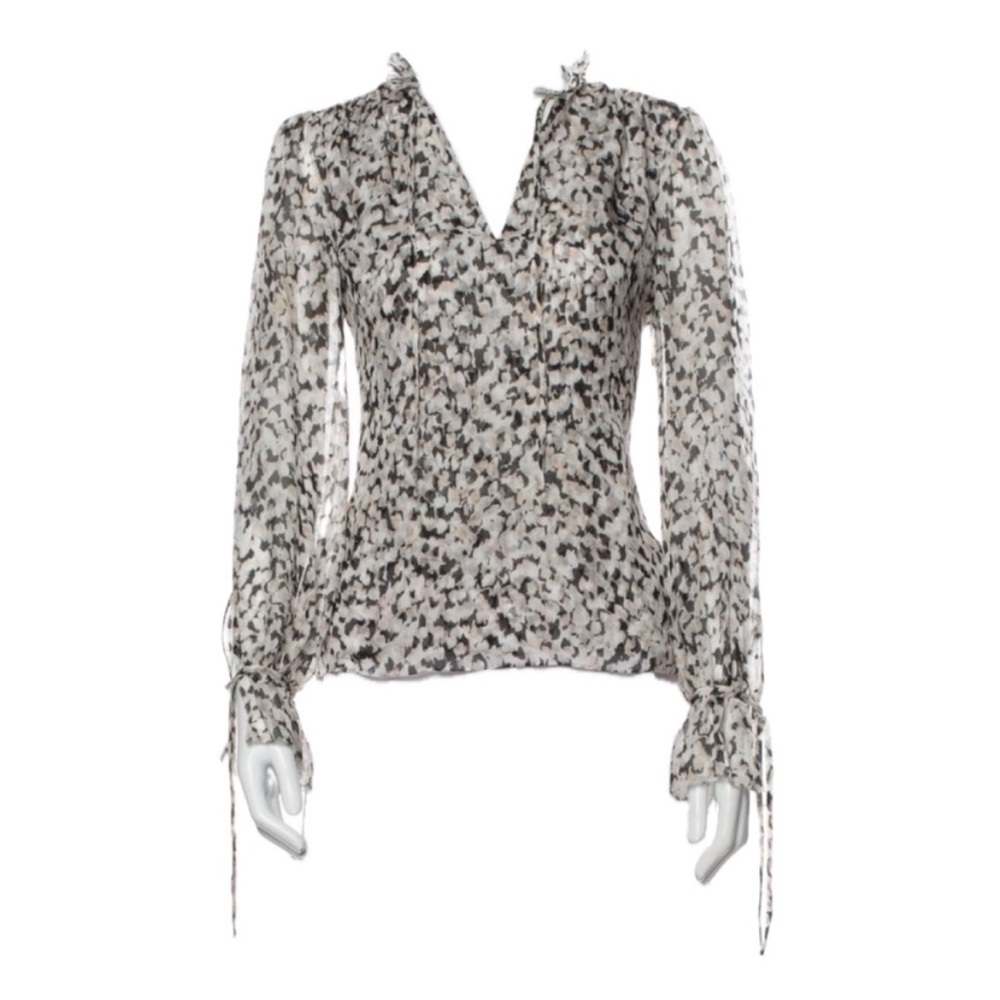 INTERMIX Black and White Floral Flowy Fairy Blouse Bohemian Whimsygoth Career